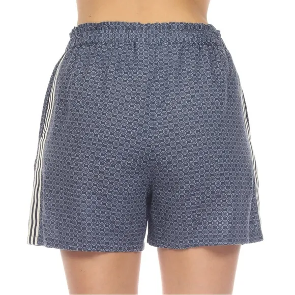 Johnny Was Los Angeles Blue Patched Ikat Linen Paperbag Shorts Boho Chic