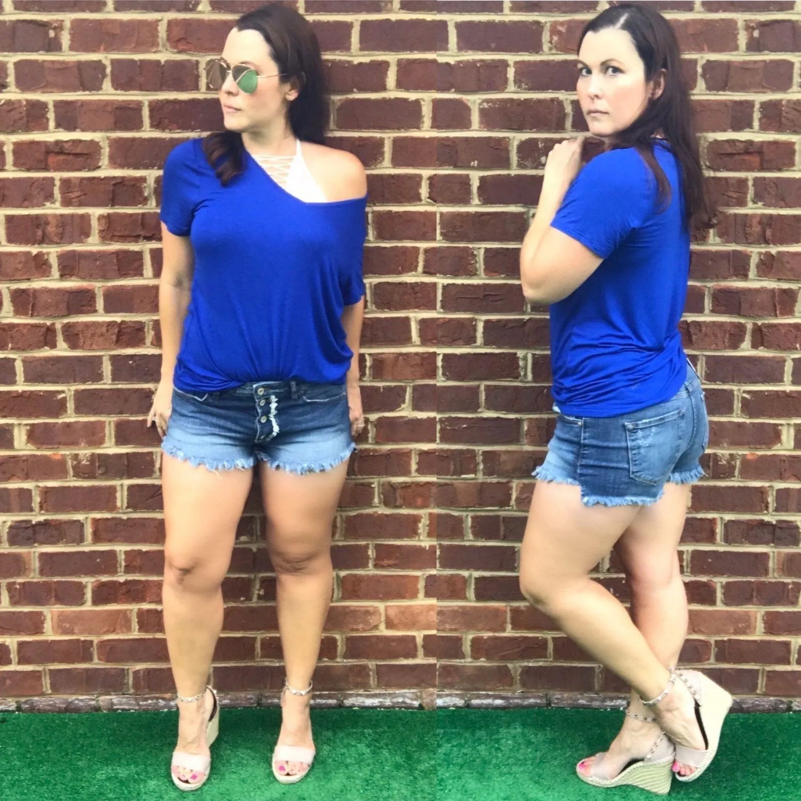 Kancan KC8576D High Rise Dark Wash Button Up Denim Shorts
