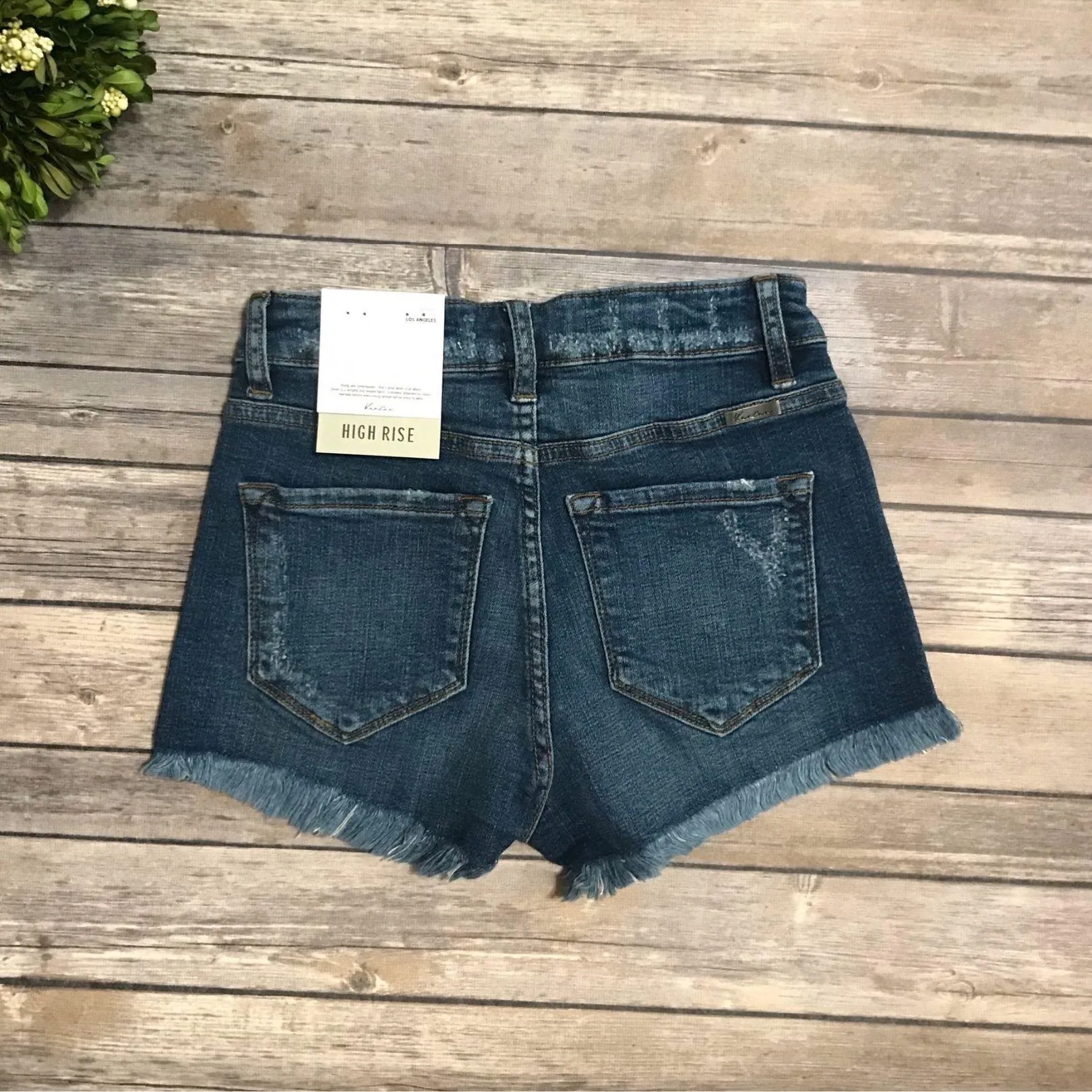 Kancan KC8576D High Rise Dark Wash Button Up Denim Shorts