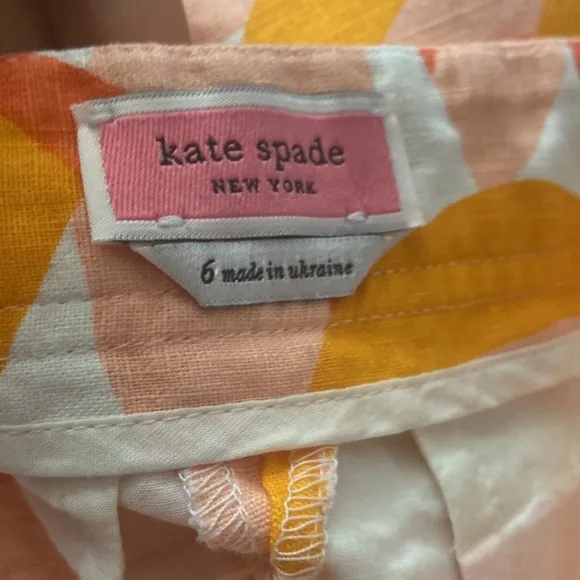 Kate spade Peaches Ruffle Shorts Sz 6 Linen/Cotton