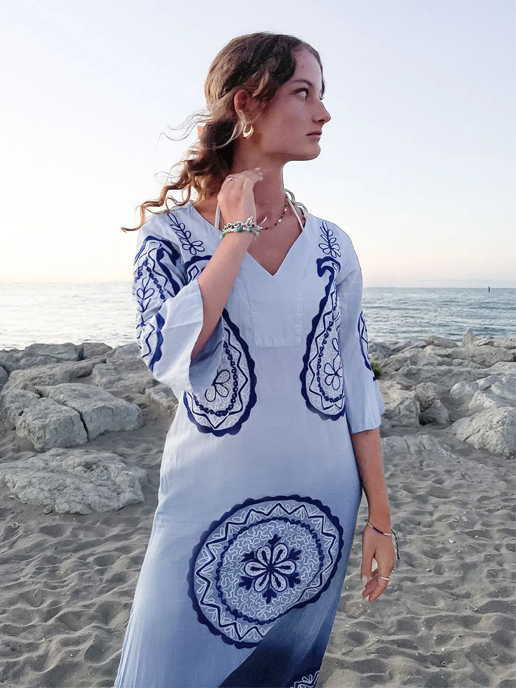 Khaliah Maxi Tunic Blues