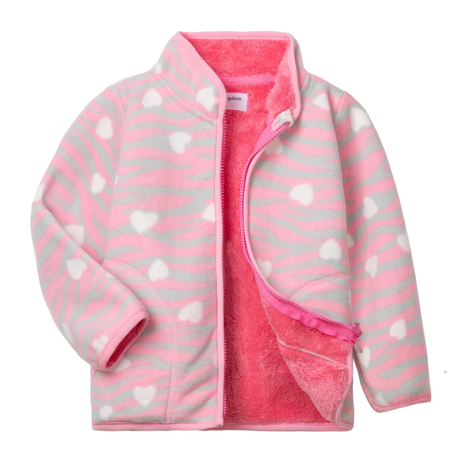 Kids Winter Fleece Thicken Warm Long Sleeve Wool Jacket - Blue Pink Dots