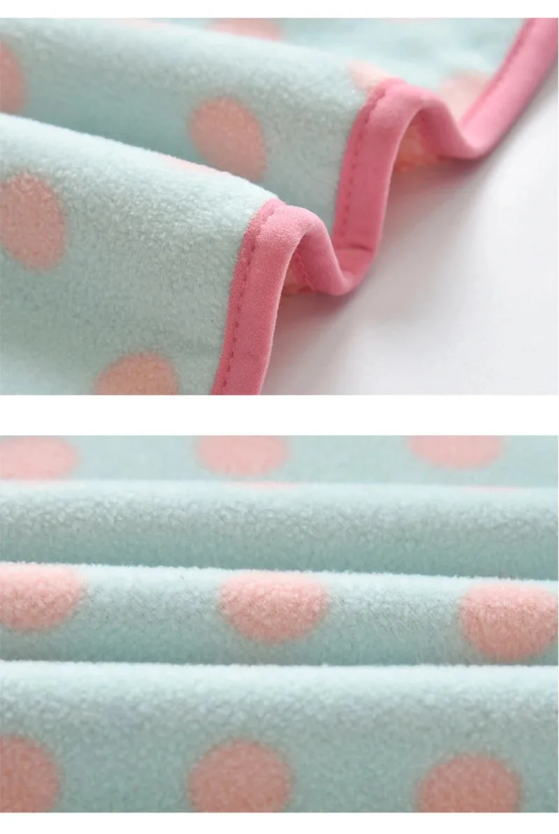 Kids Winter Fleece Thicken Warm Long Sleeve Wool Jacket - Blue Pink Dots