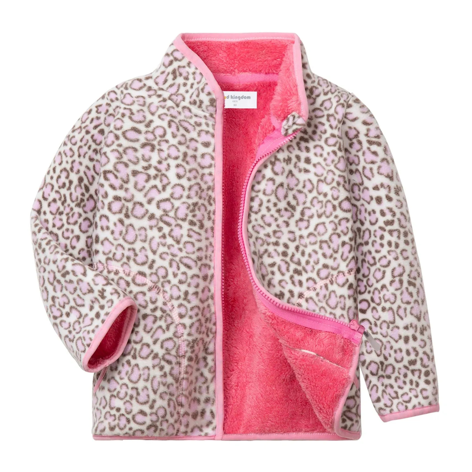 Kids Winter Fleece Thicken Warm Long Sleeve Wool Jacket - Blue Pink Dots