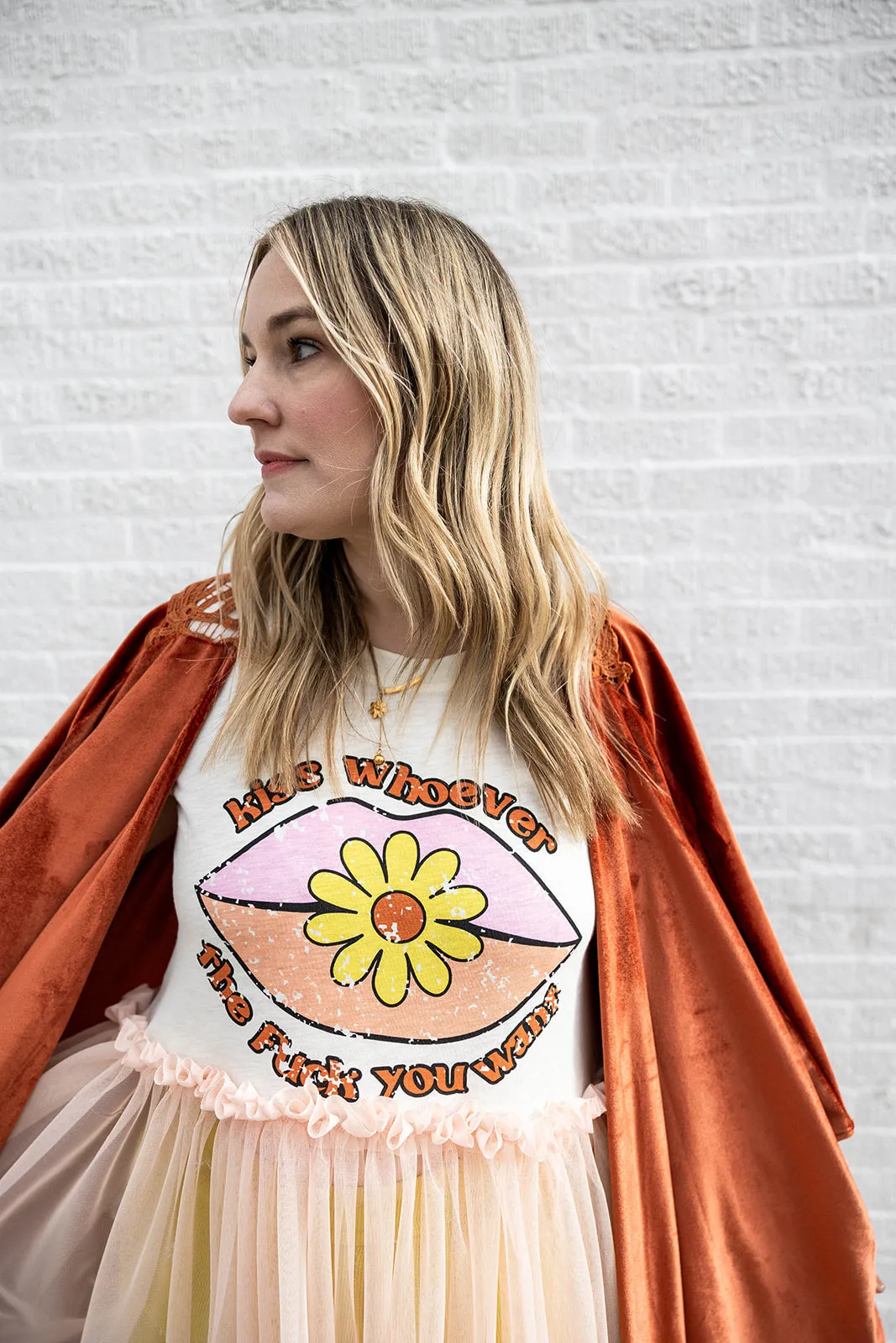 kiss whoever you want to tulle tee