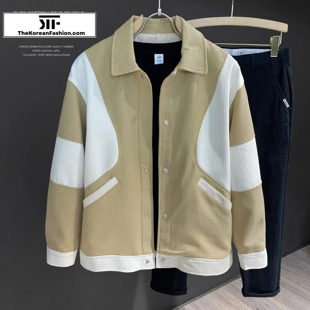 Knit Stitching Color Block Jacket