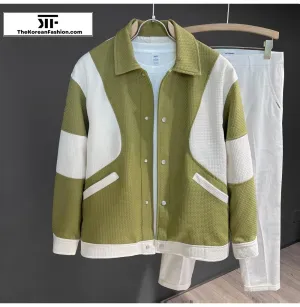 Knit Stitching Color Block Jacket