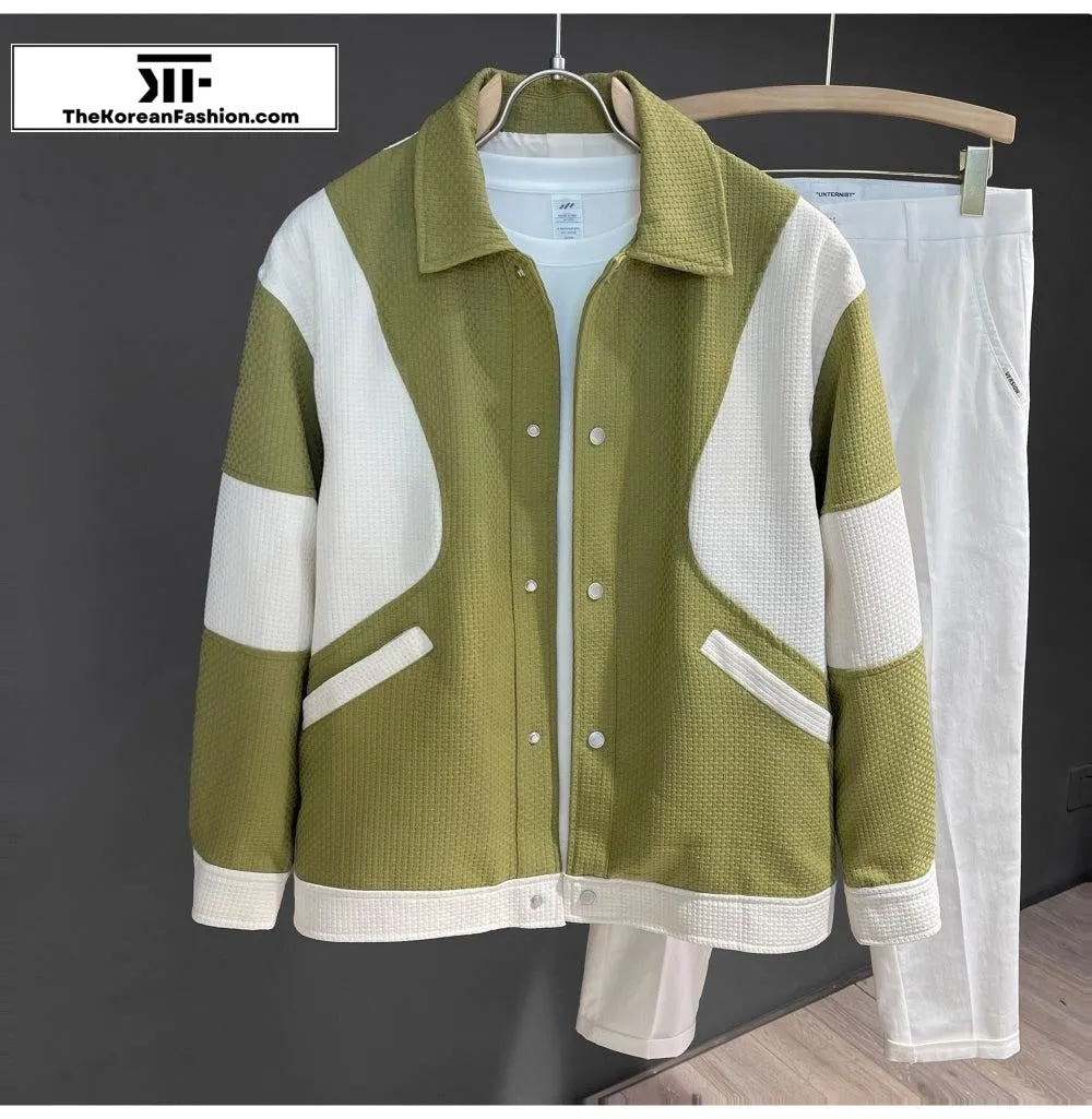 Knit Stitching Color Block Jacket