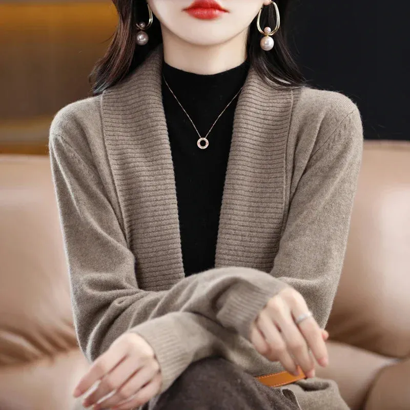 Knitted Sweater Women Cardigan V-Neck Knit Women Sweater Cardigans Sweaters