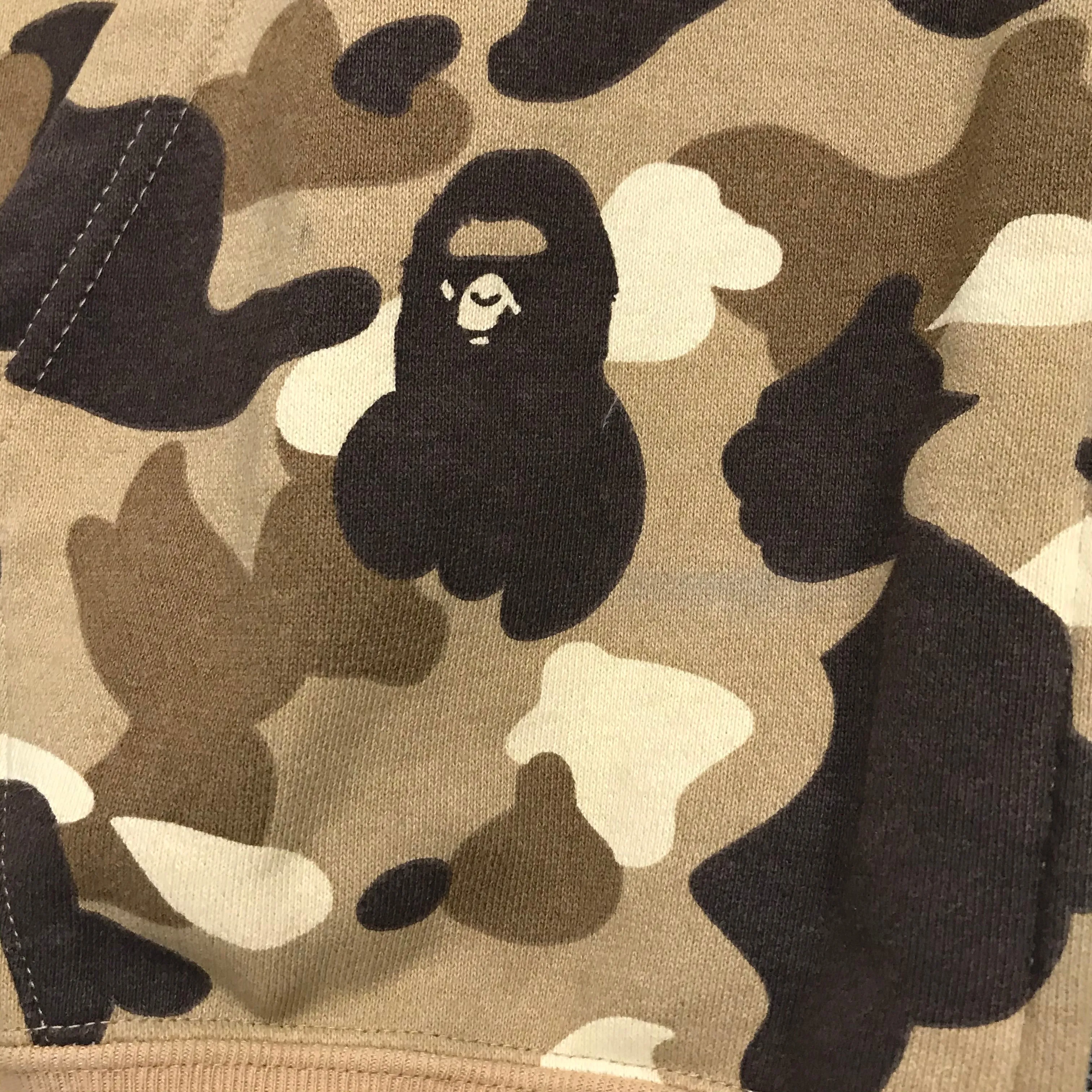 [L] A Bathing Ape Bape Camo Sleeveless Zip Up Hoodie Brown