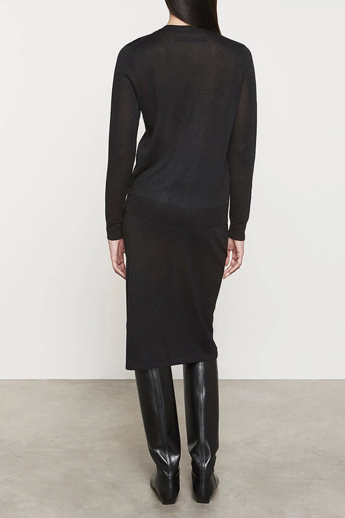 Lamé Knitted Cardigan in Black