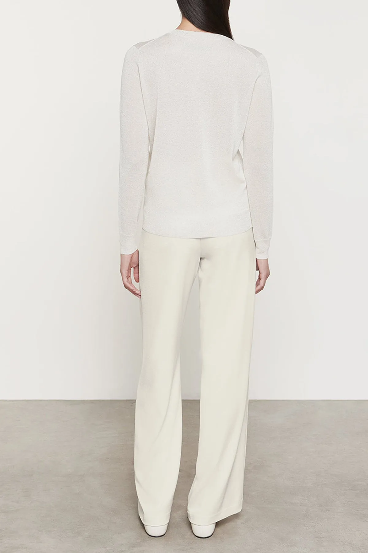Lamé Knitted Cardigan in Champagne