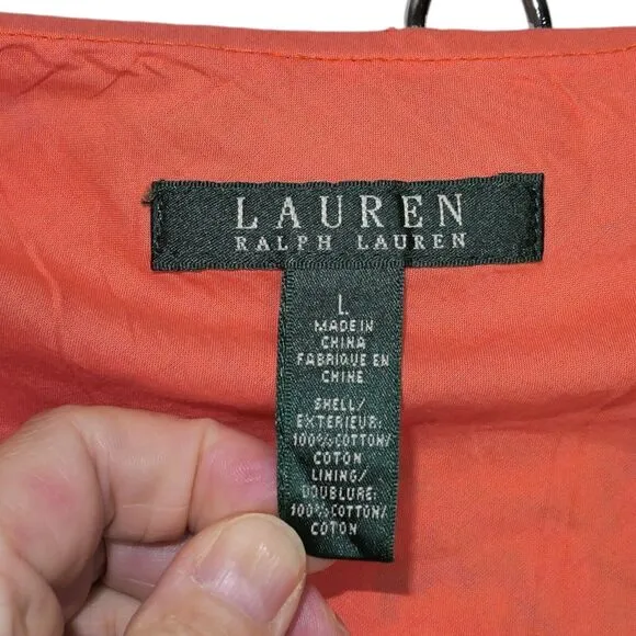 Lauren Ralph Lauren Sz L Maxi Skirt Tiered 100% Cotton Orange Purple Boho EUC