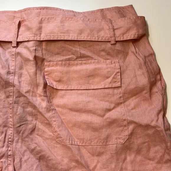 Lauren Ralph Lauren Women's Pink Rose Tan Belted Linen Shorts, Size 12