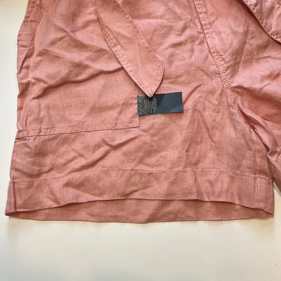 Lauren Ralph Lauren Women's Pink Rose Tan Belted Linen Shorts, Size 12