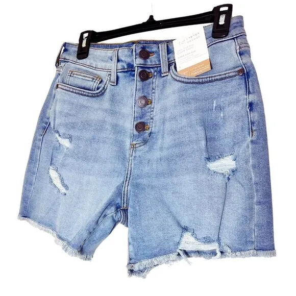 LC Lauren Conrad Womens High Rise Distressed Button Fly Jean Shorts Sz 18 NWT