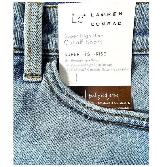 LC Lauren Conrad Womens High Rise Distressed Button Fly Jean Shorts Sz 18 NWT