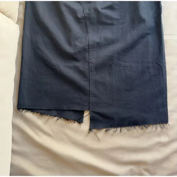 LE JEAN | Asymmetrical Raw Hem Side Slit 100% Cotton Maxi Black Skirt | Size XL
