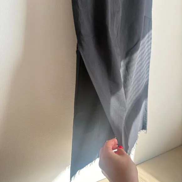 LE JEAN | Asymmetrical Raw Hem Side Slit 100% Cotton Maxi Black Skirt | Size XL