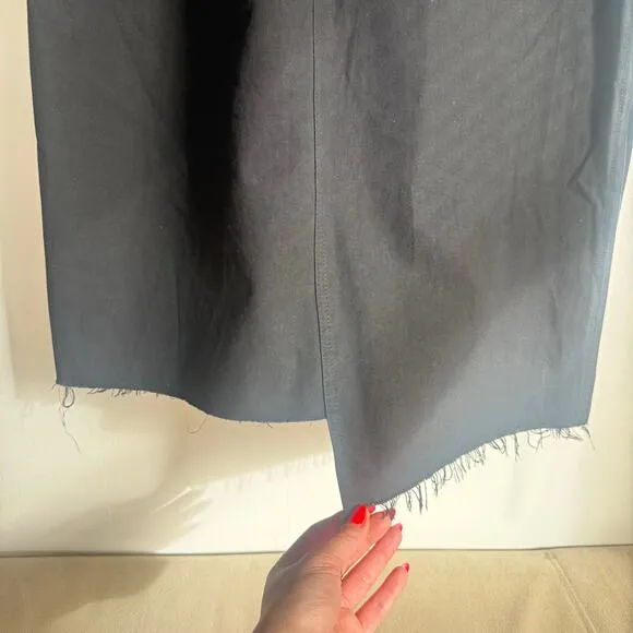 LE JEAN | Asymmetrical Raw Hem Side Slit 100% Cotton Maxi Black Skirt | Size XL
