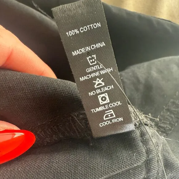 LE JEAN | Asymmetrical Raw Hem Side Slit 100% Cotton Maxi Black Skirt | Size XL
