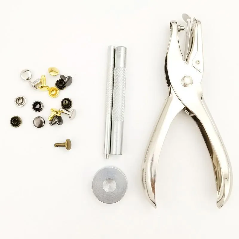 Leather Rivets Tool Metal Stud Set Double Cap Fixing Belt Repair DIY Kit Craft