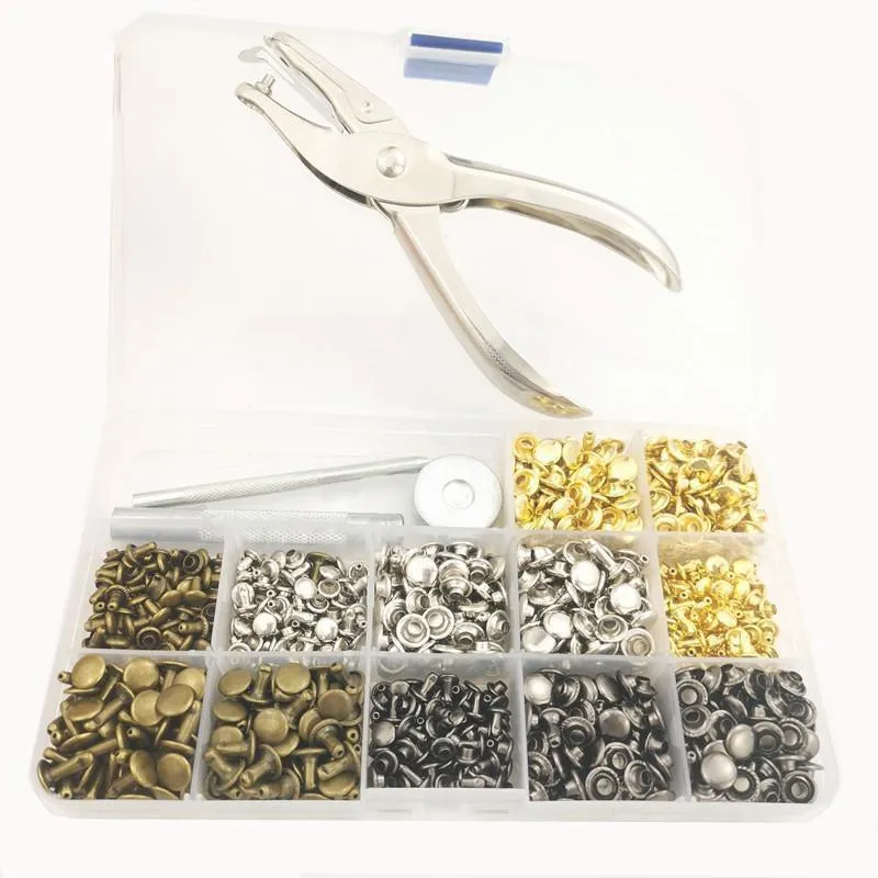 Leather Rivets Tool Metal Stud Set Double Cap Fixing Belt Repair DIY Kit Craft