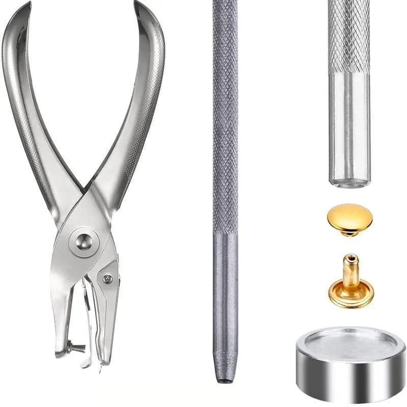 Leather Rivets Tool Metal Stud Set Double Cap Fixing Belt Repair DIY Kit Craft