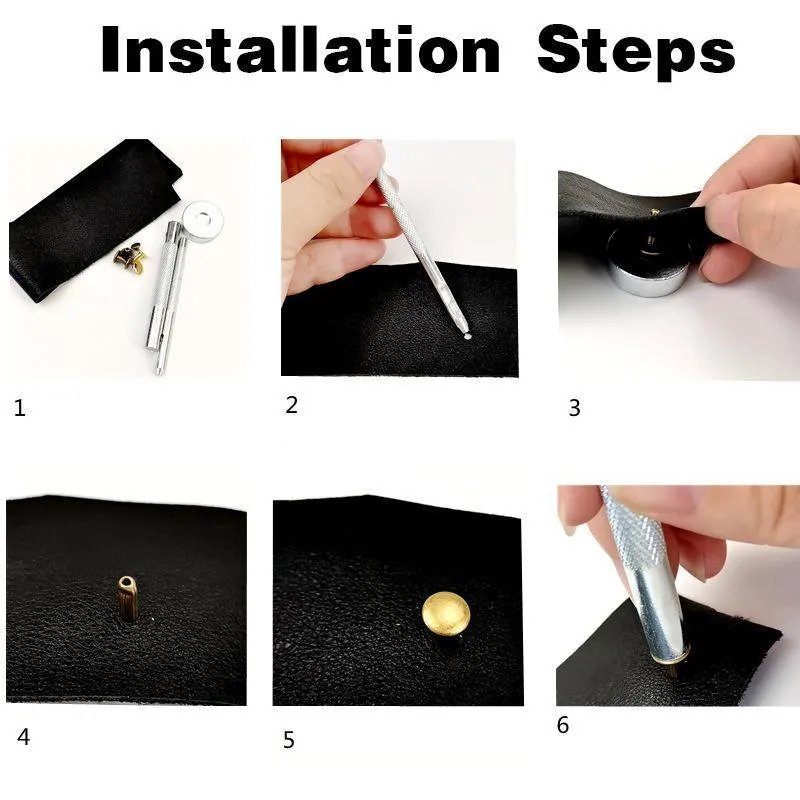 Leather Rivets Tool Metal Stud Set Double Cap Fixing Belt Repair DIY Kit Craft