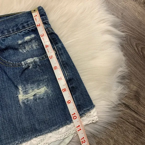Levi's Vintage Denim Distressed Jean Shorts with Lace Trim Detail 25