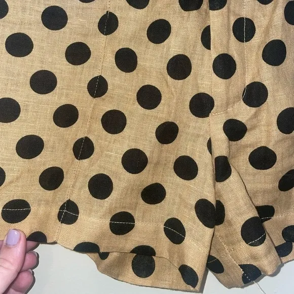Lisa Marie Fernandez Black and Gold Polka Dot High Waist Linen Shorts Size 2