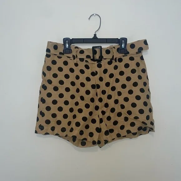 Lisa Marie Fernandez Black and Gold Polka Dot High Waist Linen Shorts Size 2