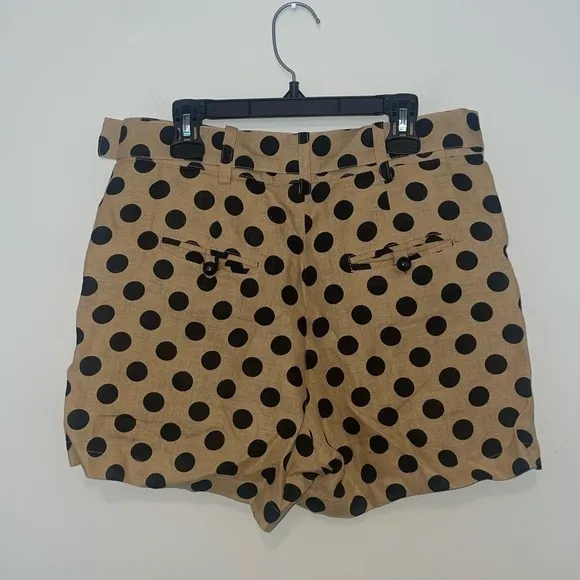 Lisa Marie Fernandez Black and Gold Polka Dot High Waist Linen Shorts Size 2