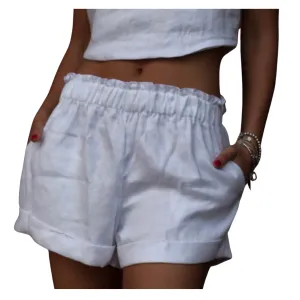 LJC Designs Linen Shorts White (Multiple Sizes Available)