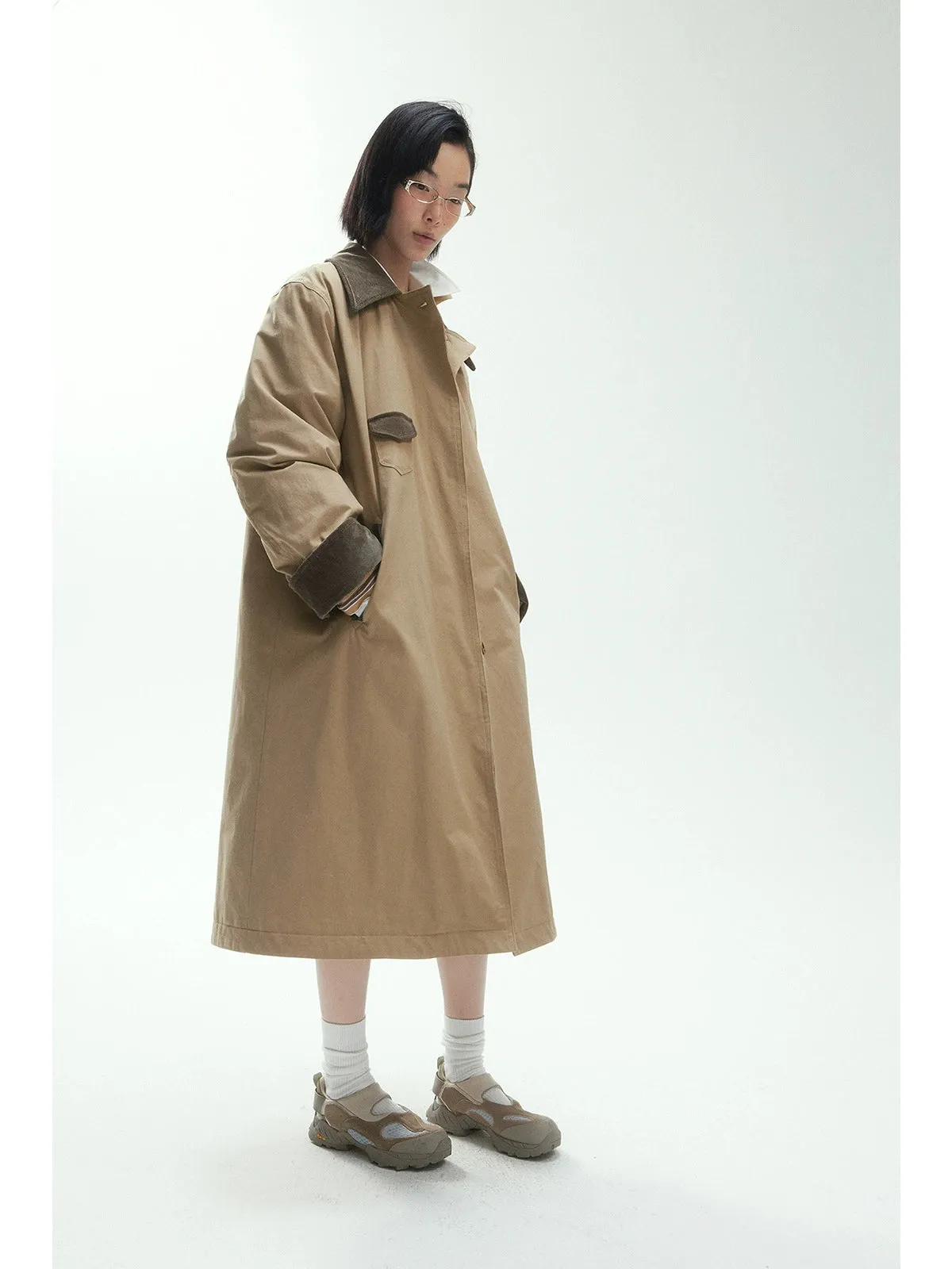 Long Quilted Trench Coat