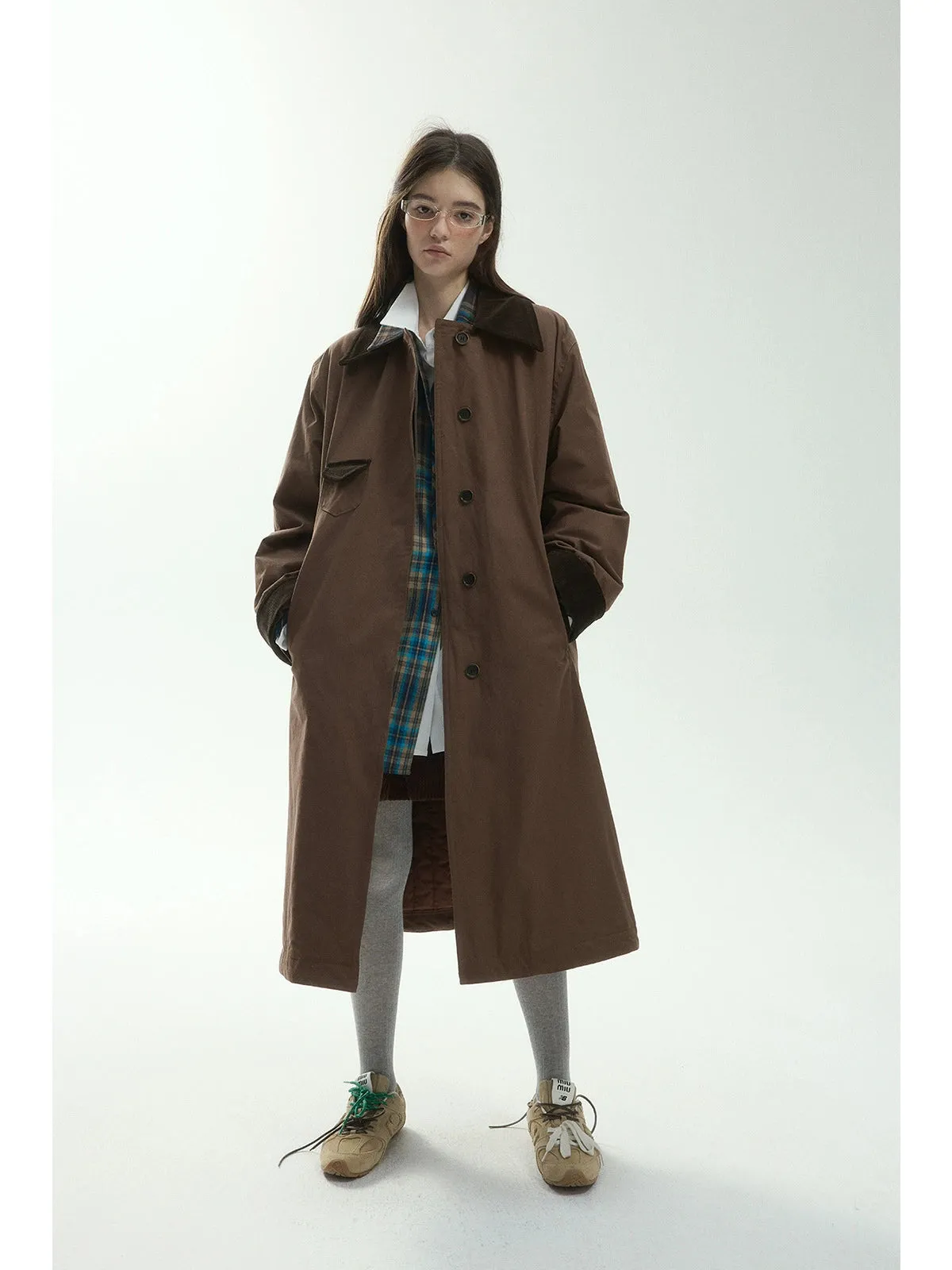 Long Quilted Trench Coat