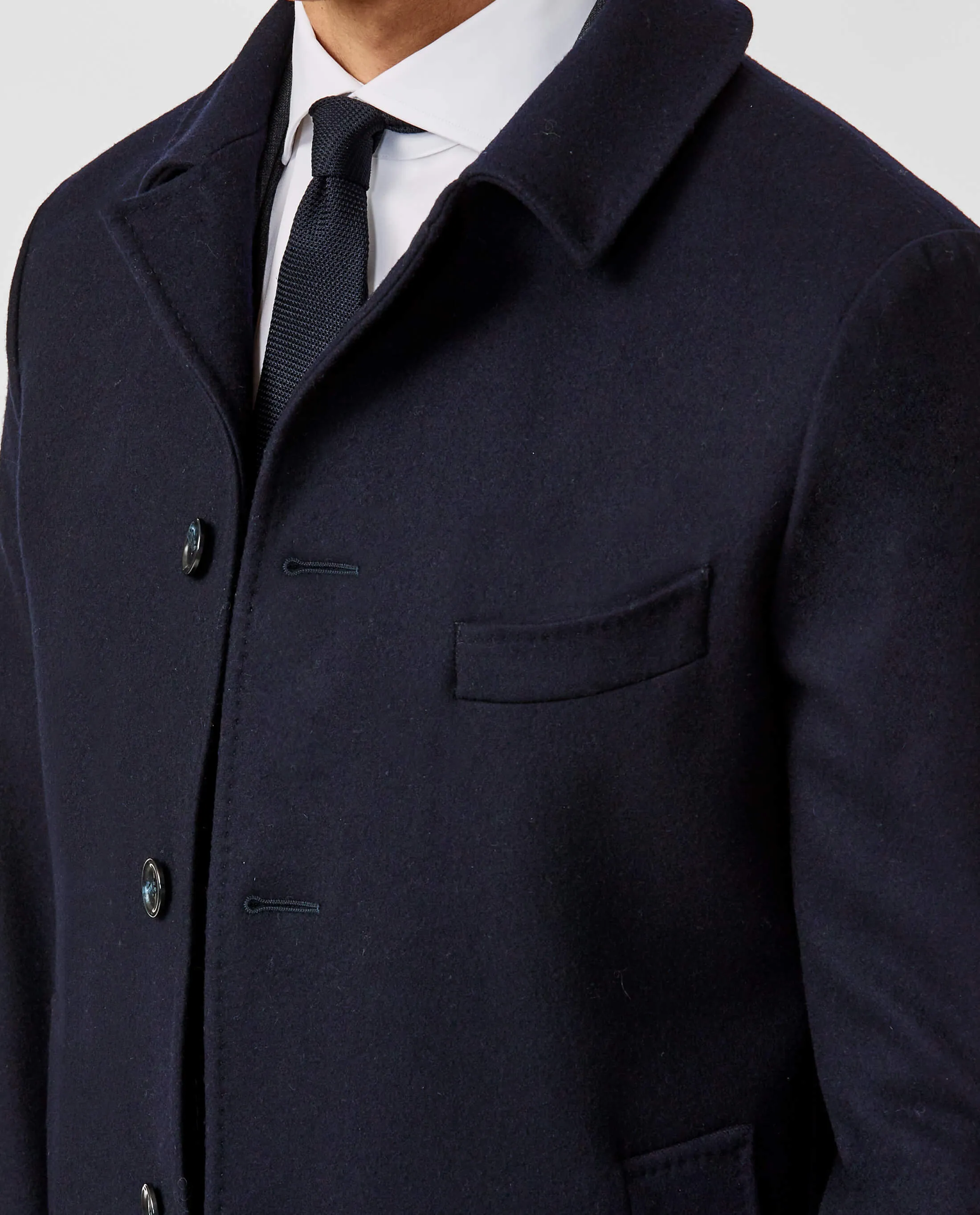 Loro Piana Dark Blue Pure Fine Wool Brushed Twill