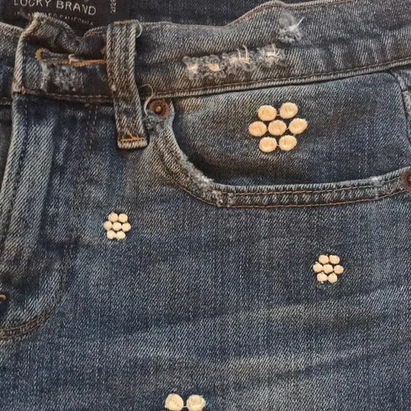Lucky Brand The Rollup floral embroidered denim shorts