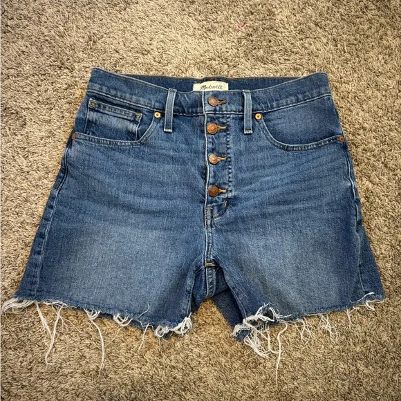 Madewell High-Rise Denim Shorts Raw Hem Button Fly