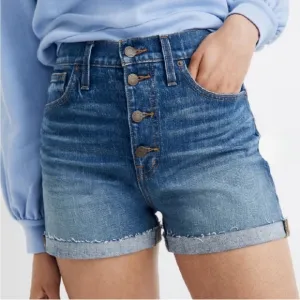 Madewell High-Rise Denim Shorts Raw Hem Button Fly