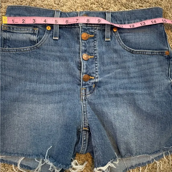 Madewell High-Rise Denim Shorts Raw Hem Button Fly