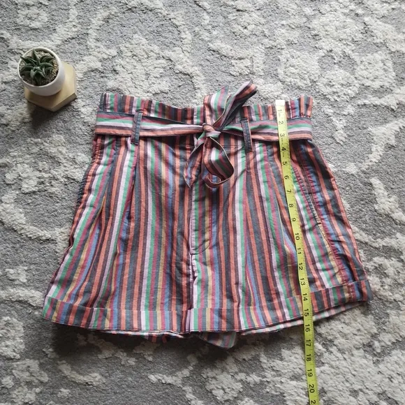 Madewell Rainbow Stripe Paper Bag Shorts 8 New