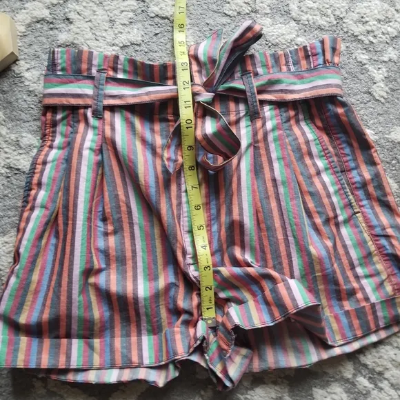 Madewell Rainbow Stripe Paper Bag Shorts 8 New