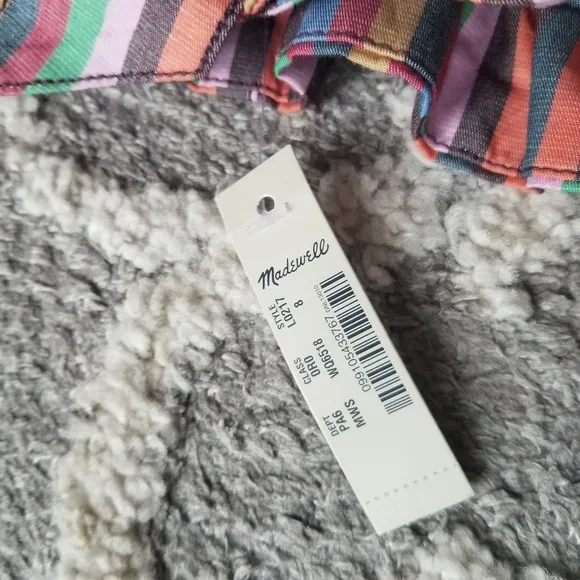 Madewell Rainbow Stripe Paper Bag Shorts 8 New