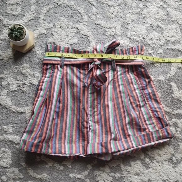 Madewell Rainbow Stripe Paper Bag Shorts 8 New