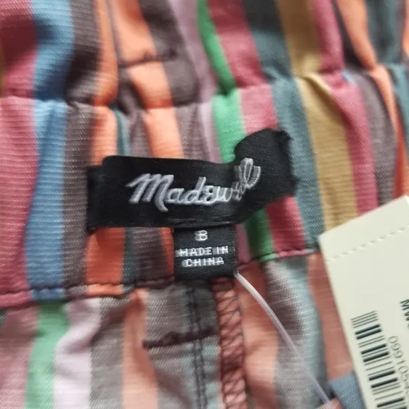 Madewell Rainbow Stripe Paper Bag Shorts 8 New