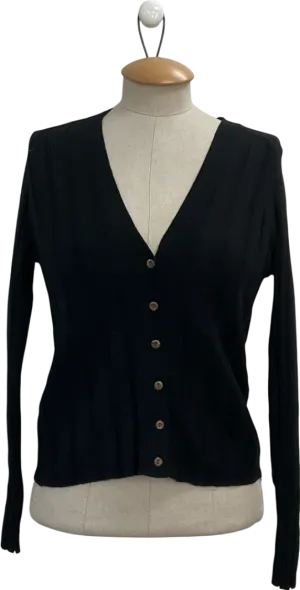 MANGO Black Button Knit Cardigan UK S