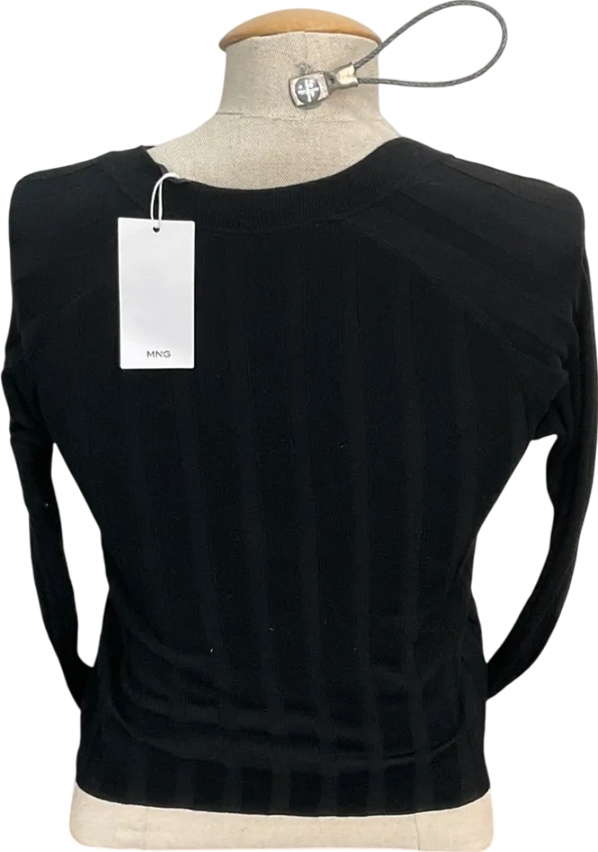MANGO Black Button Knit Cardigan UK S