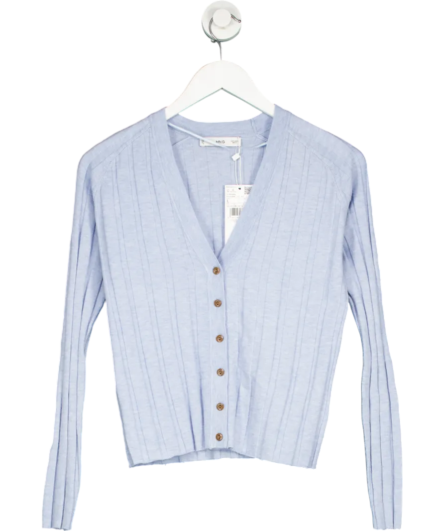 MANGO Blue Button Knit Cardigan UK L