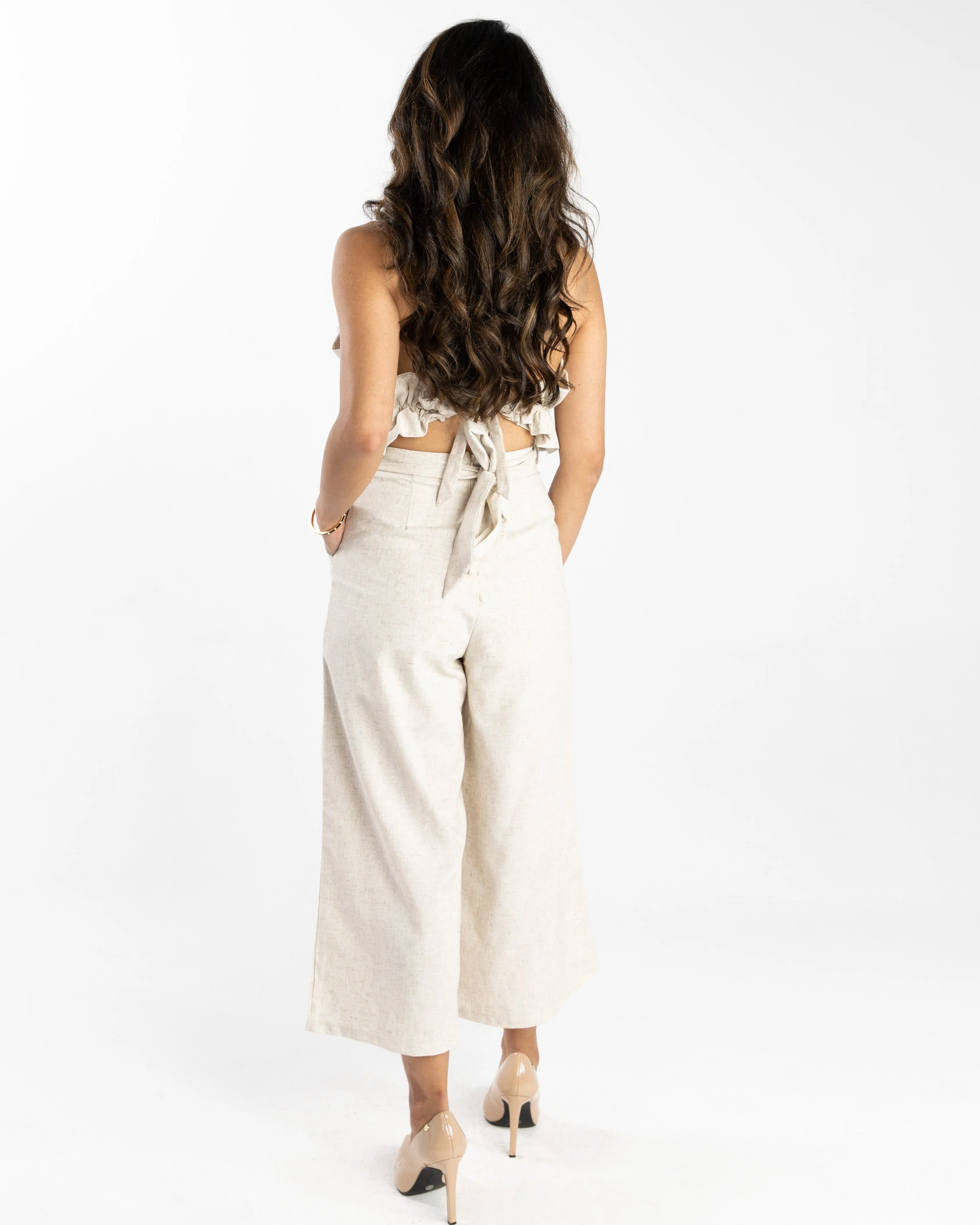 Marassi Ruffle Strapless Jumpsuit Natural